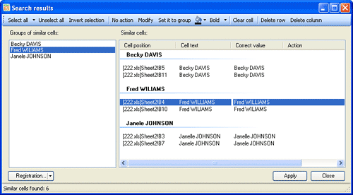 The example of Similar Data Finder report